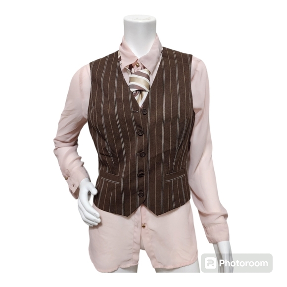 New York & Co Brown Striped Vest Size 8 - Picture 1 of 7